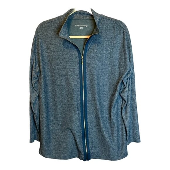 Soft Surroundings Sweatshirt Women's Size Medium Zip‎ Blue - Picture 1 of 4